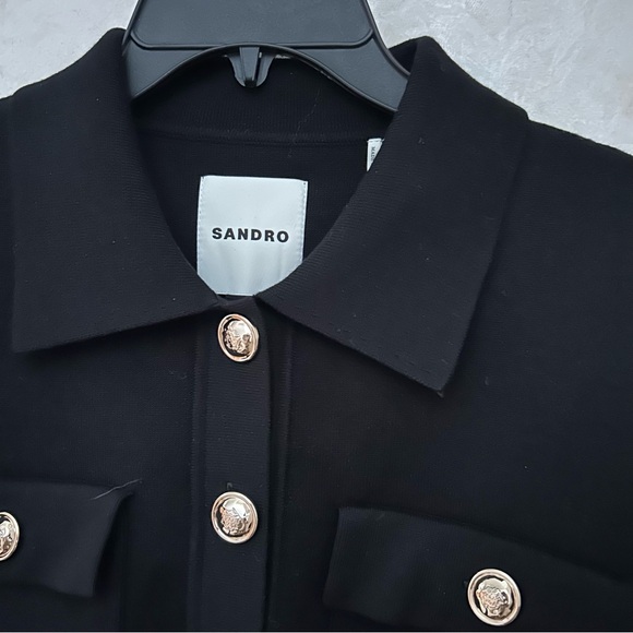 New Season SANDRO Haylo Layered Look Cardigan contrast hem size 36 - Picture 4 of 8